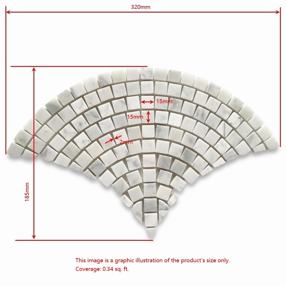 C999XP Carrara Marble European Fan Mini Tile Fish Scale Scallop Mosaic Polish