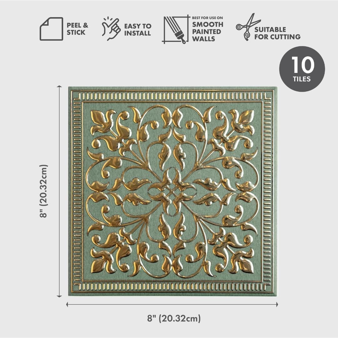 10-Pack 8″x8″ Peel and Stick Rustic Farmhouse Tiles – Water-Resistant Aluminum