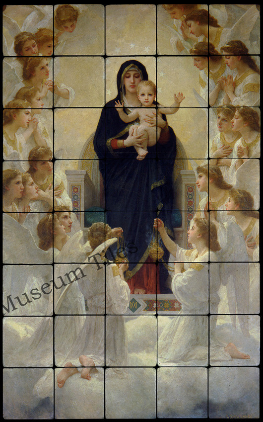 20×32 Bouguereau, Madonna and Child Tumbled Marble Tiles