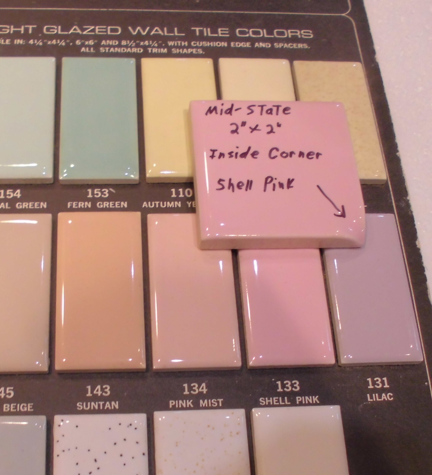 1 pc. Shell Pink: 2″ X 2″ X 5/16″ Ceramic Surface Bullnose Inside Corner Tile