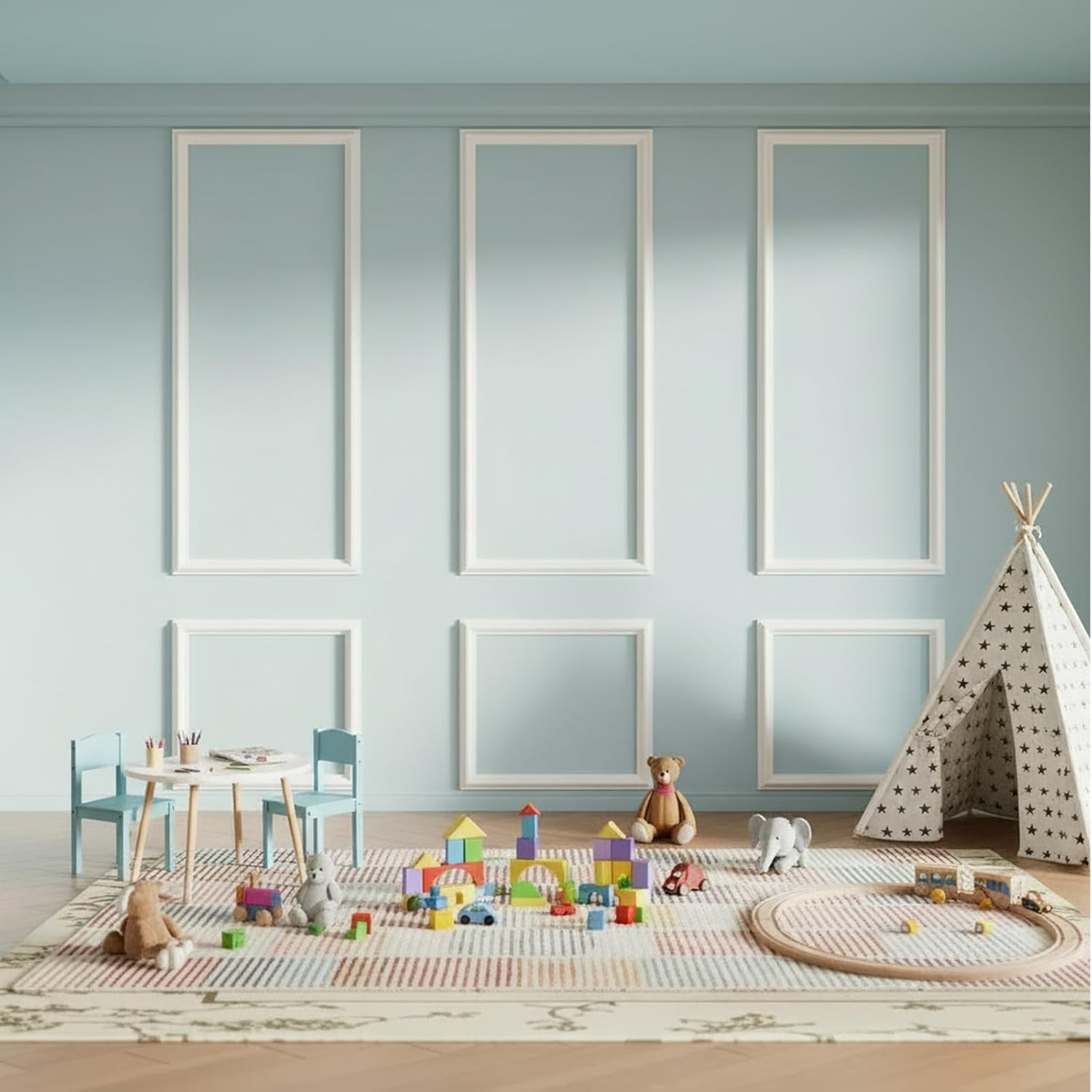 Pre-Cut Wall Molding Kit, Wainscoting Panels Peel and Stick, Paintable & Ready-t
