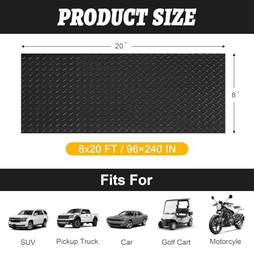 8×20 FT Garage Floor Mat, 2.8mm Thickened Flooring Roll for Under Car Diamond