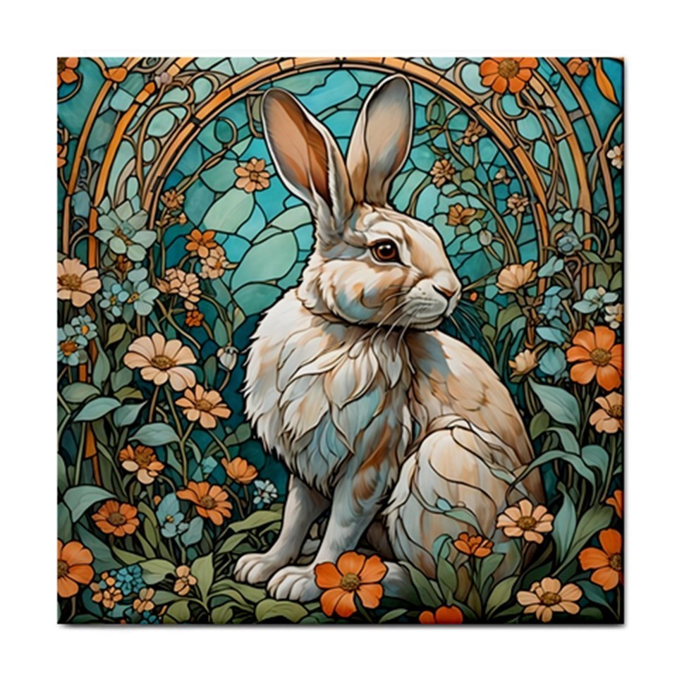 Ceramic Tile Rabbit 3 art nouveau 4.25×4.25, 6×6 or 8×8 inches Printed in US
