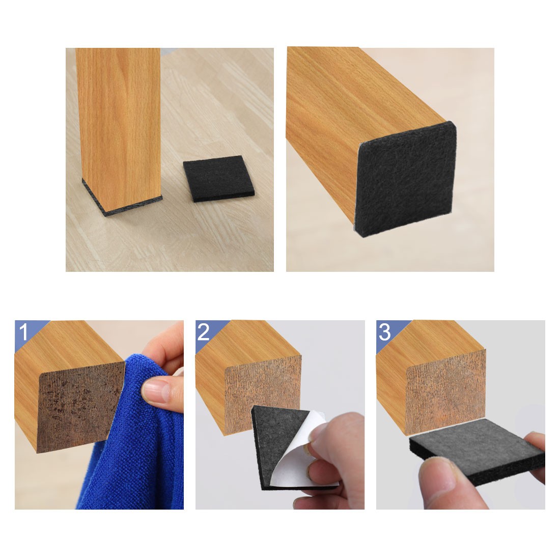 Felt Pads Rectangle 5 7/8″ x 1/2″ Anti-scratch for Furniture Floor Black 18pcs