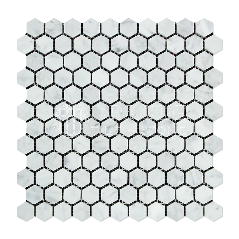 Carrara White Italian (Bianco Carrara) Marble 1 inch Hexagon Mosaic Tile