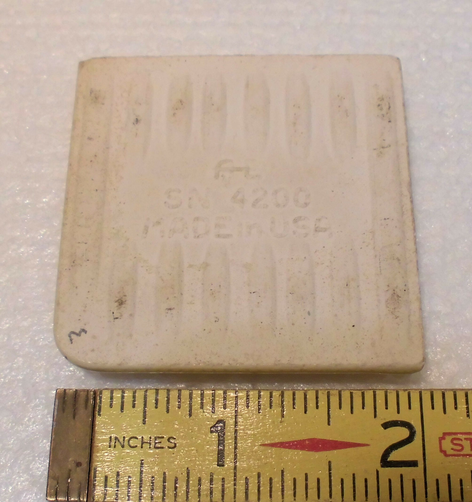 1 pc. Avocado Green 2″ X 2″ X 5/16″ Ceramic Surface Bullnose Corner Tile; Matte