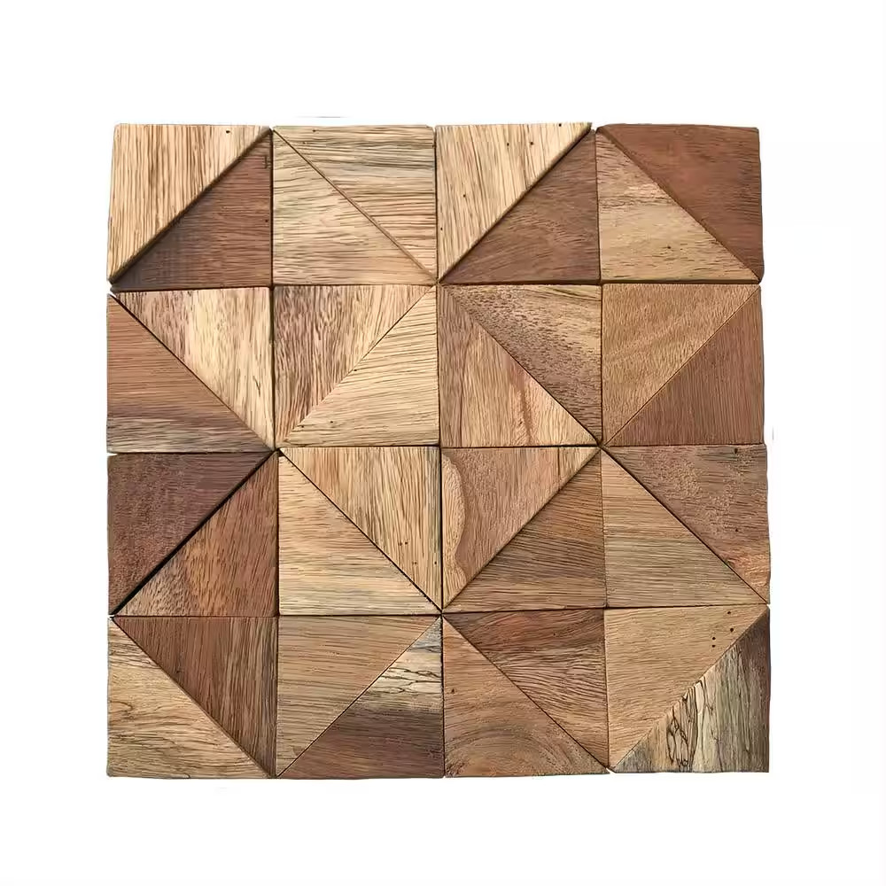 11-7/8 In. X 11-7/8 In. X 1/2 In. Authentic Boat Wood Mosaic Wall Tile Natural (
