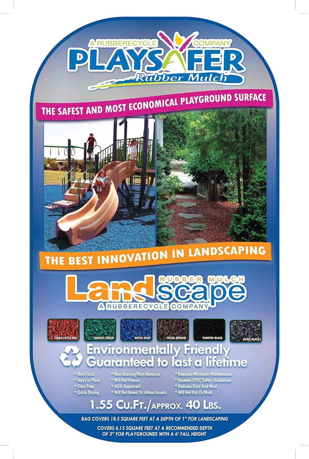 Rubber Mulch Nuggets Protective Flooring for Playgrounds, Swing-Sets, Play Areas