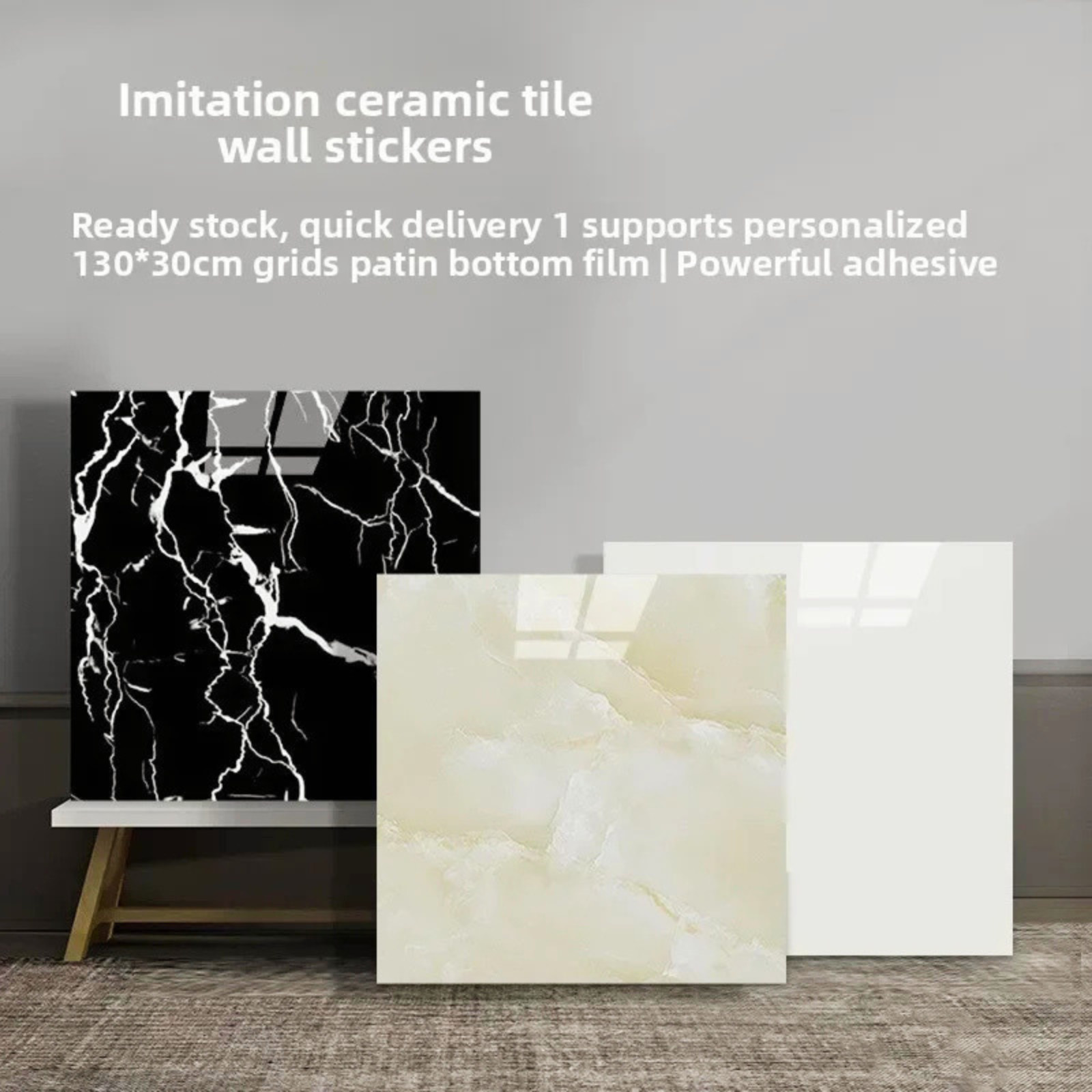 20Pcs Peel and Stick Marble Floor Wall Panels PVC Tiles Sticker US