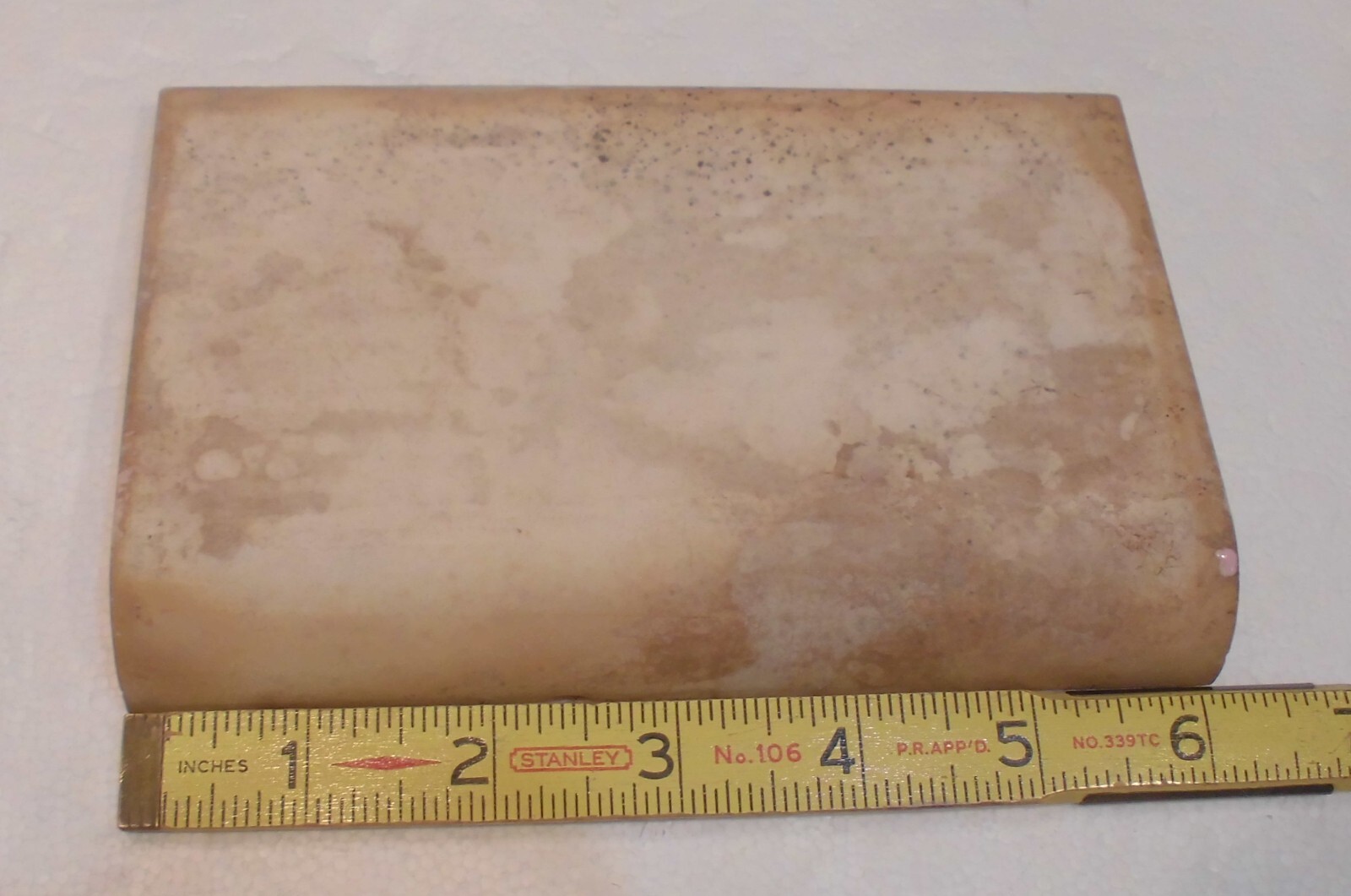 1 pc. Shell Pink: 4” X 6” Glossy Ceramic Cove Base Tile by Mid-State: Flat Top