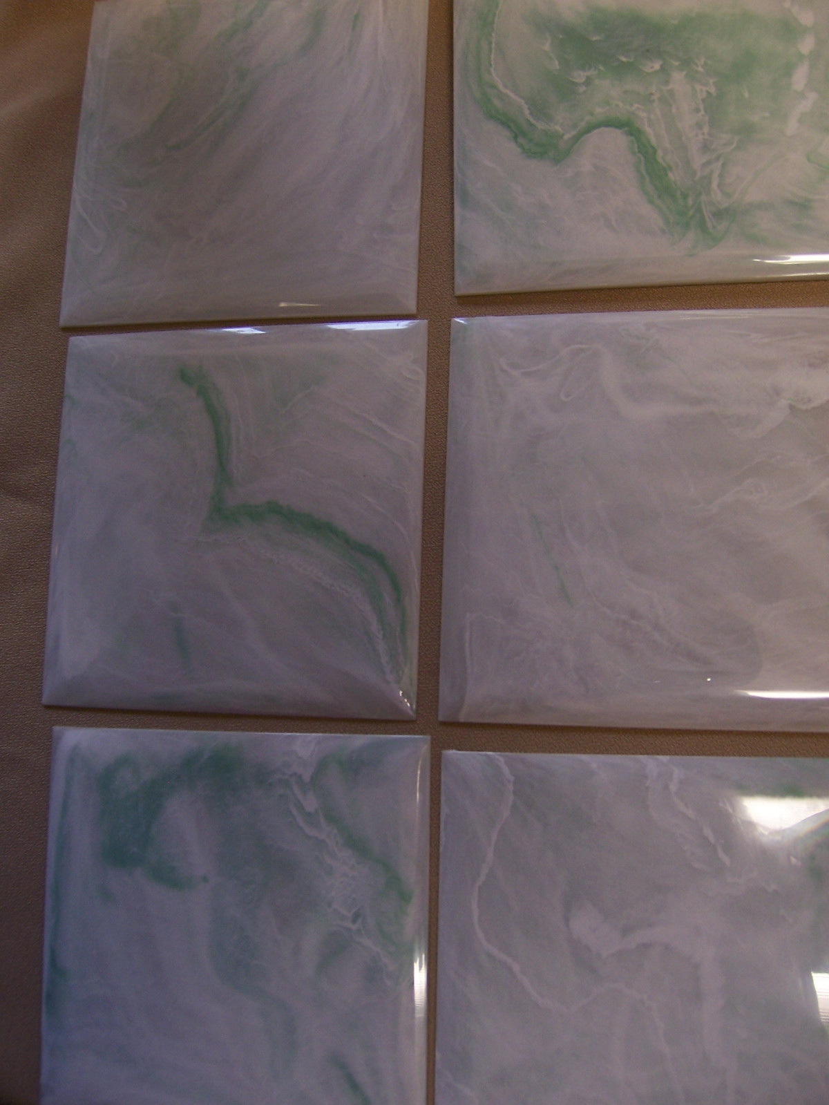 LIGHT GREEN SEAFOAM MARBLE PLASTIC TILE 4 1/4″ wall bathroom kitchen polystyrene