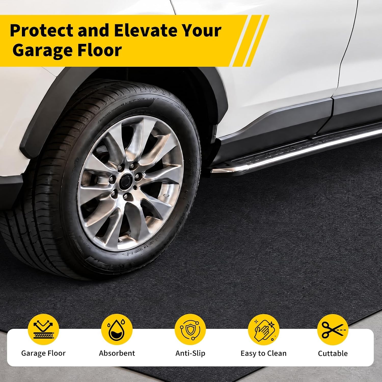 6.6×8.5/7.4×17/7.5×20′ Garage Floor Mat, 4mm Thickened Non-Slip Flooring Roll