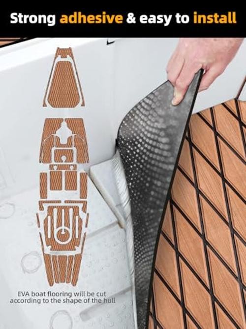 Boat Flooring EVA Foam 94.5″L x 15.7″W x 0.2″Th Brown With Black Seam Lines