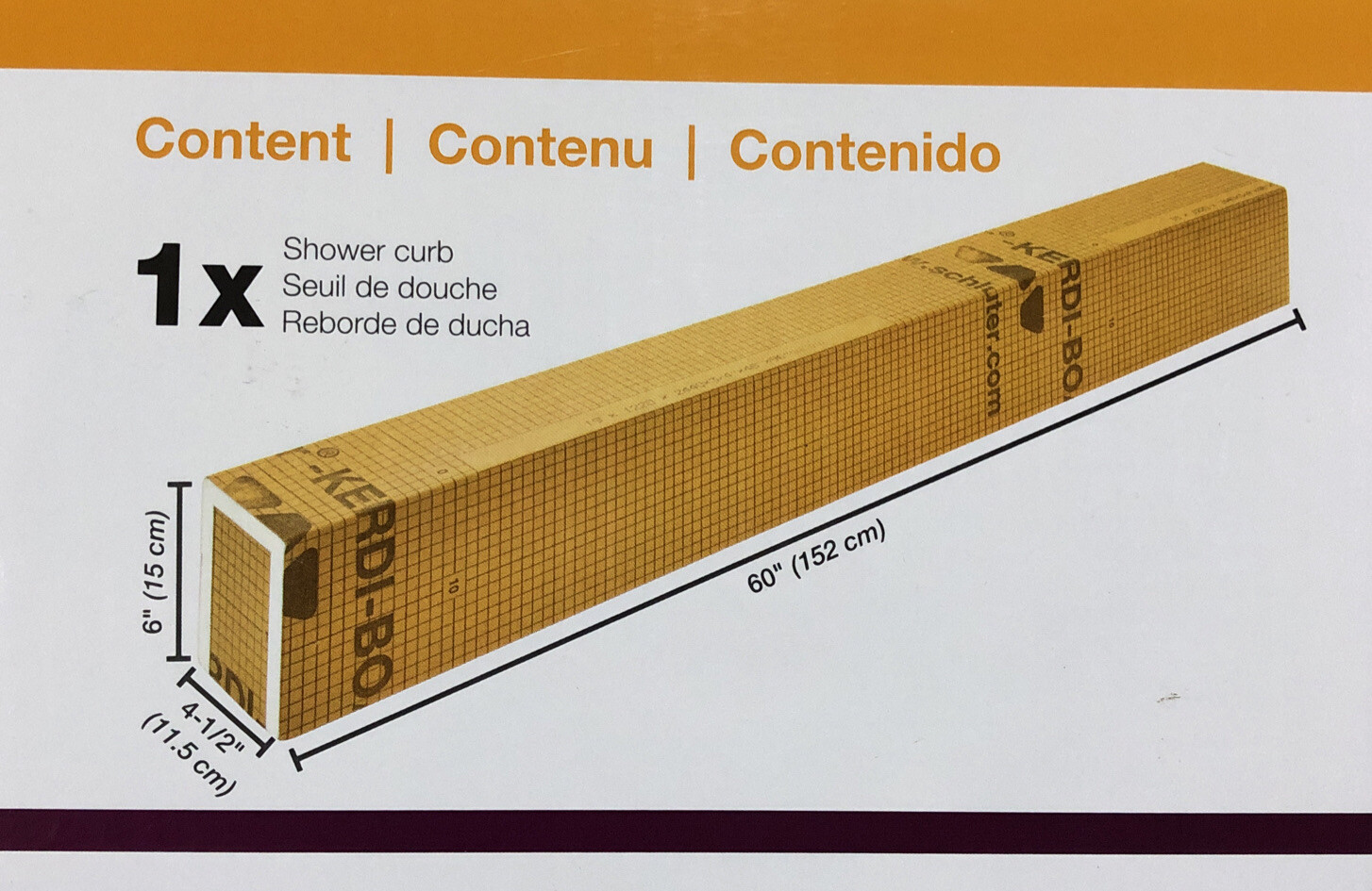 Schluter Systems Kerdi Shower Curb KBSC115150 60″ x 4-1/2″ (122 cm x 11.5 cm)