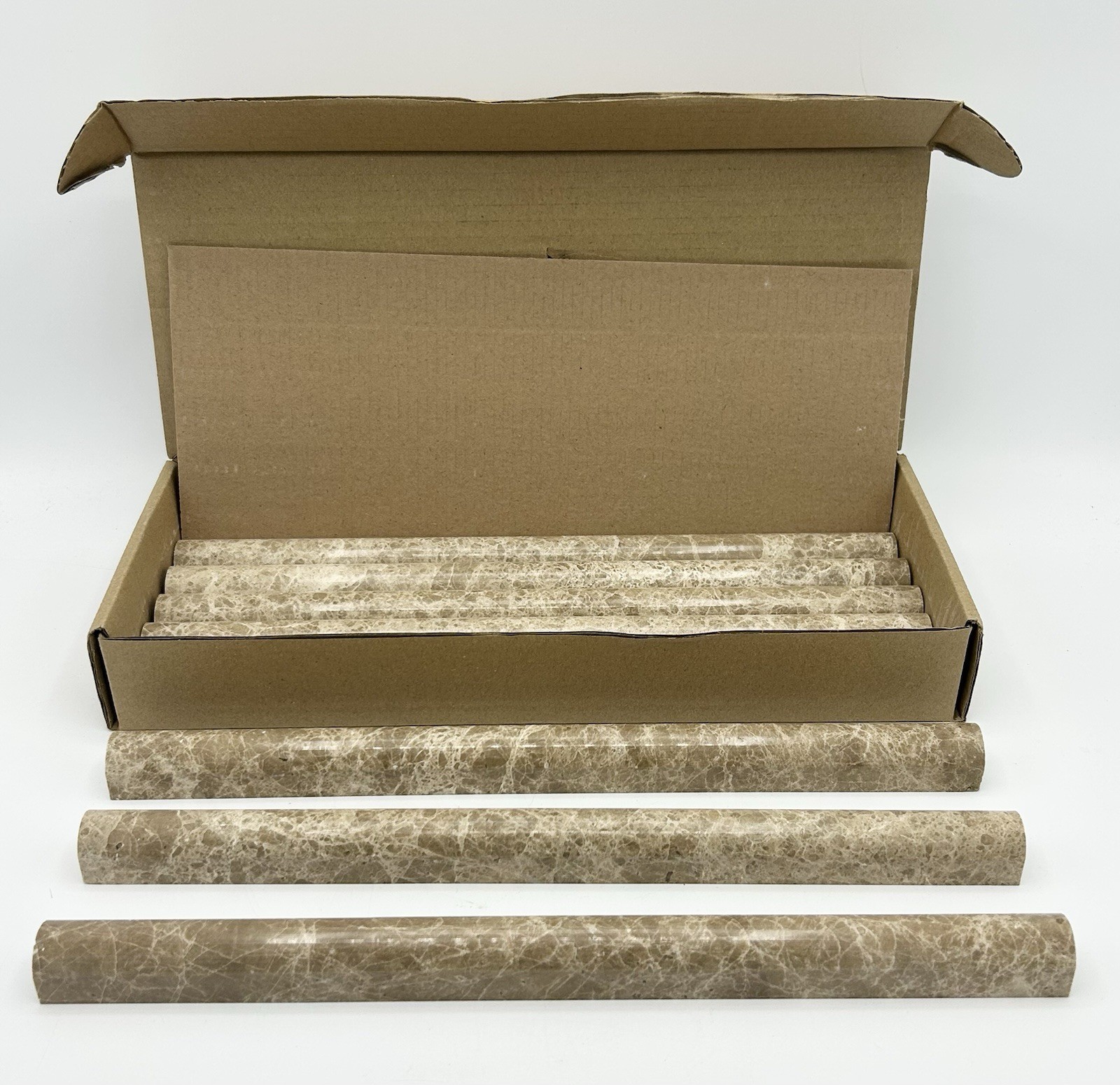 3/4″x12″ Walnut Marble Travertine Chair Rail Pencil Profile Molding Tile 8 Pack