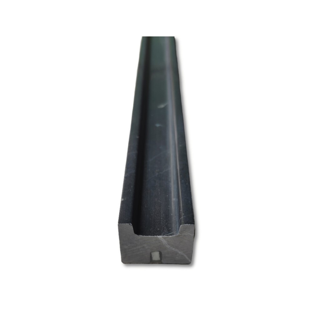 N15P Nero Marquina Black Marble Groove Liner Pencil Trim Molding Polished