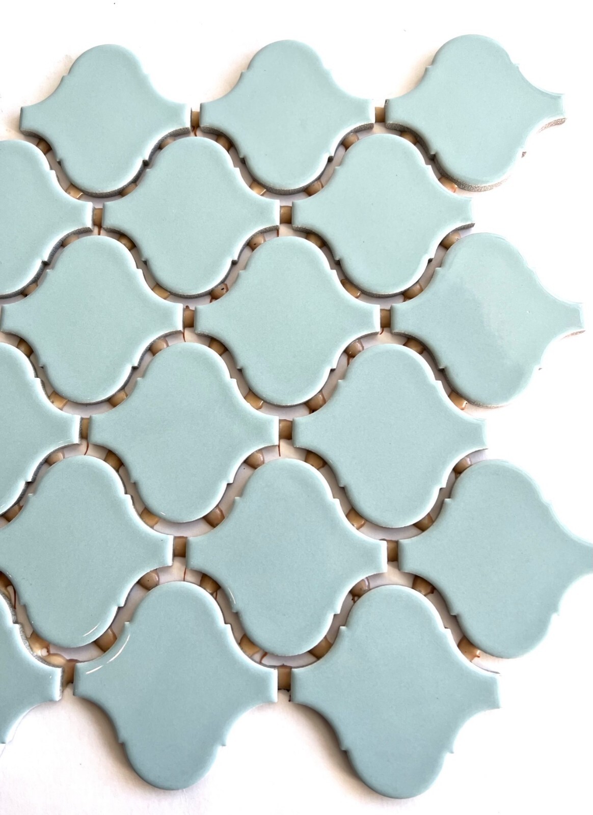 Turquoise Glossy Lantern Arabesque Porcelain Mosaic Tile Wall Floor Backsplash