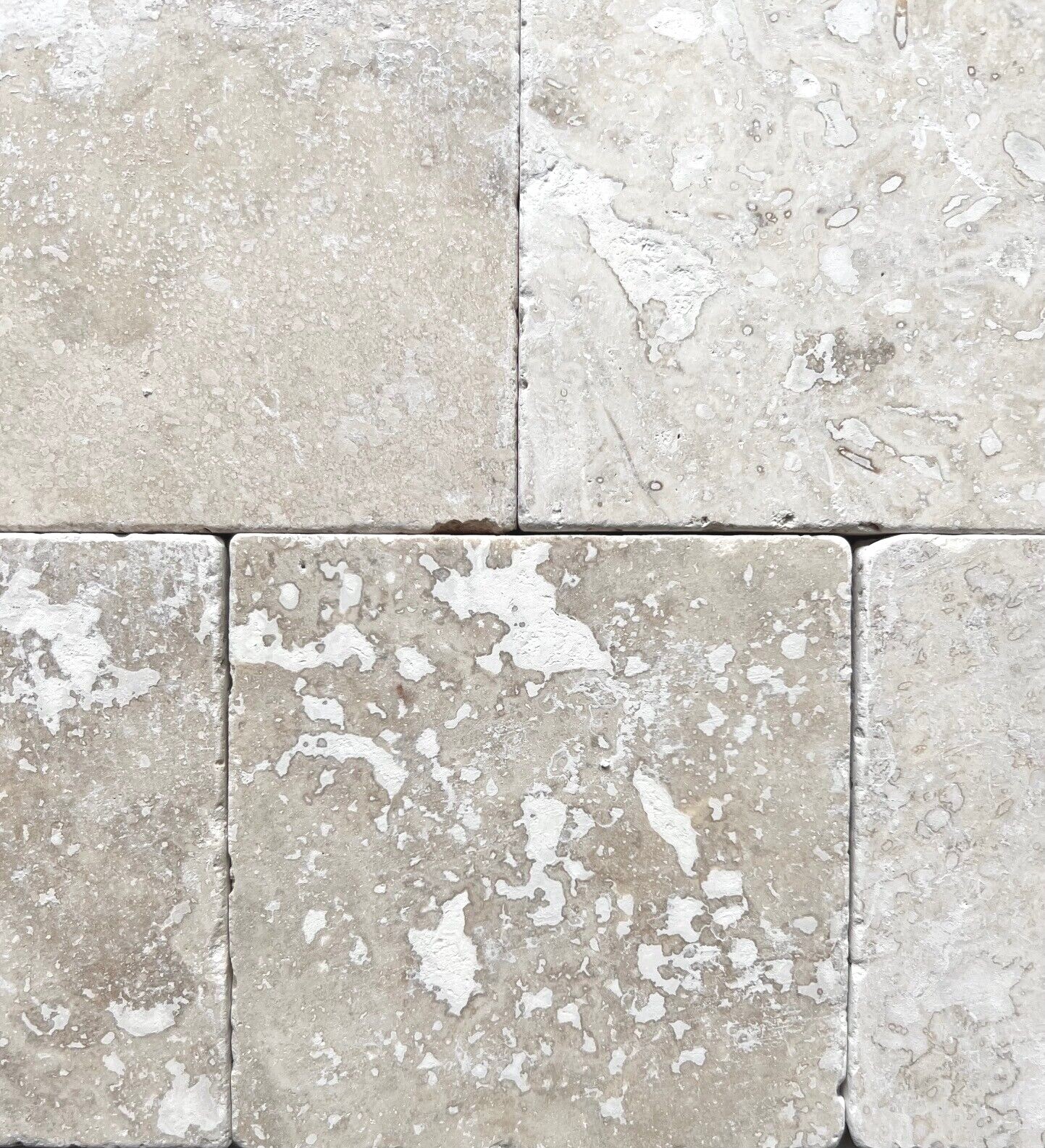 Ivory Mix 4×4 Tumbled Filled Travertine Floor Wall Tile (Sold per piece)