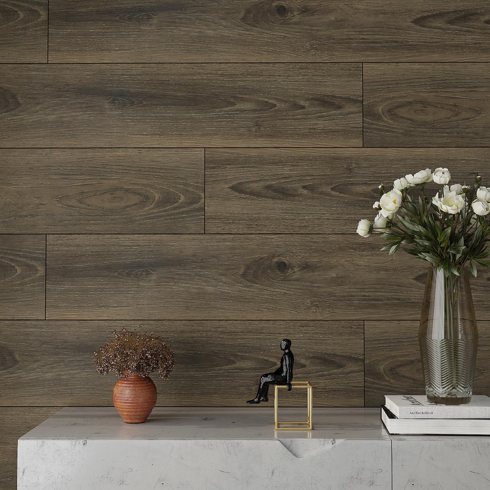 36”x6” 20 Pcs Natural Brown Wood Peel and Stick Flooring Planks Waterproof …