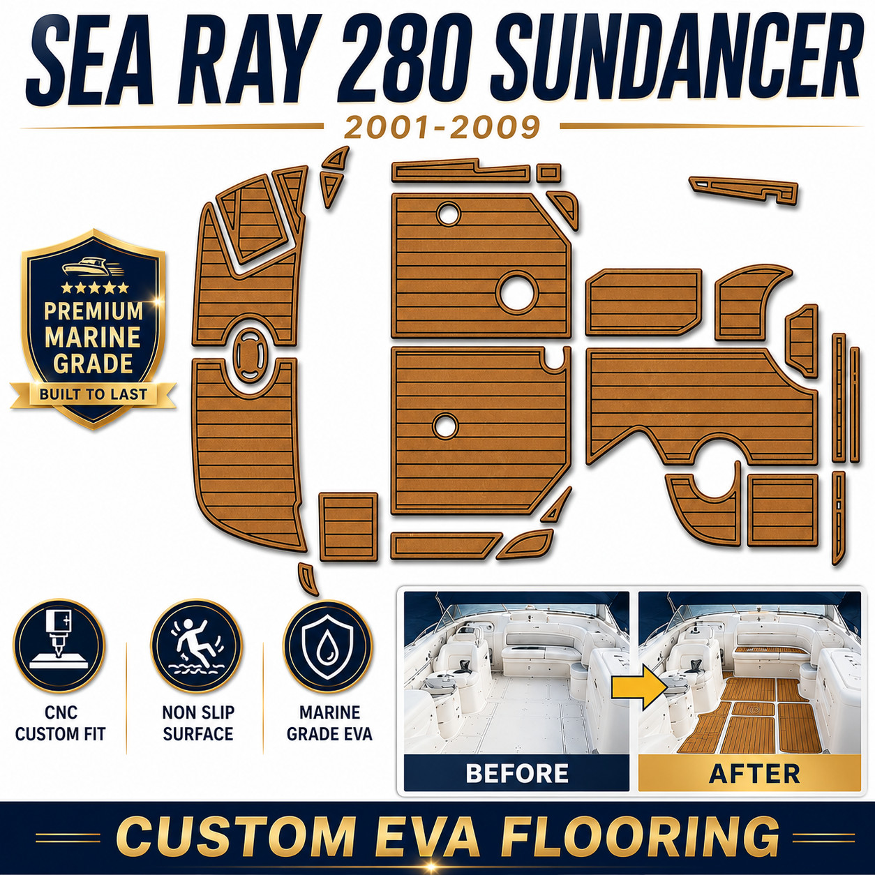 2001-2009 Sea Ray 280 Sundancer EVA Foam Boat Flooring Swim Platform Cockpit Mat
