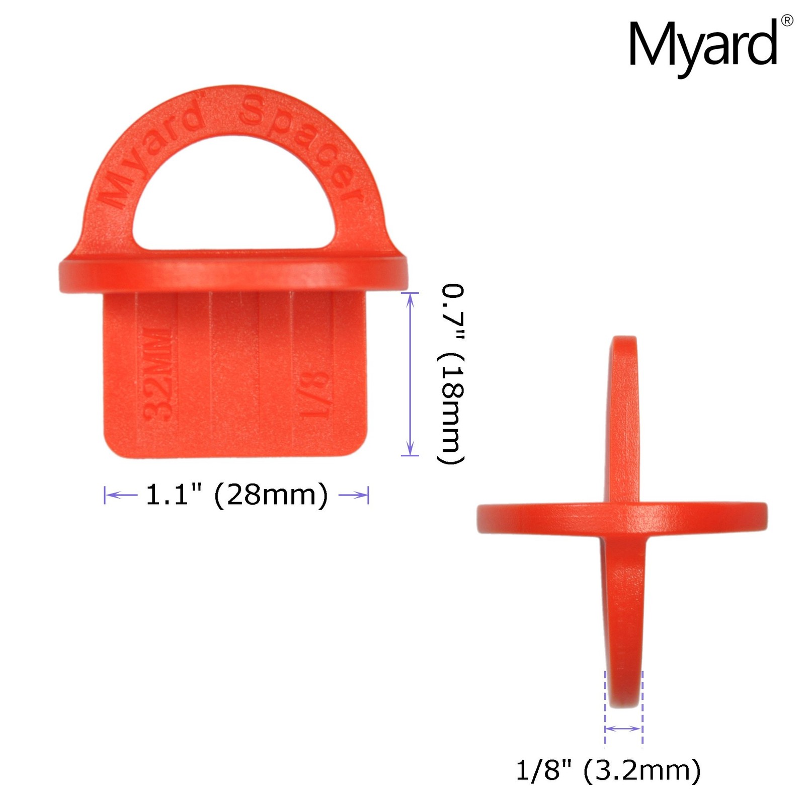 Red 20 Packs 1/8 Inch Deck Spacer with Bright Color Easily Spotting, Easy Pul…