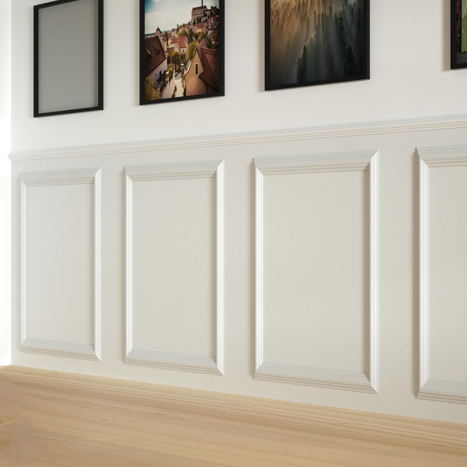 4 Set Peel and Stick Wall Molding Trim Kit, 16″ x24″ Premade Wainscoting Pane…
