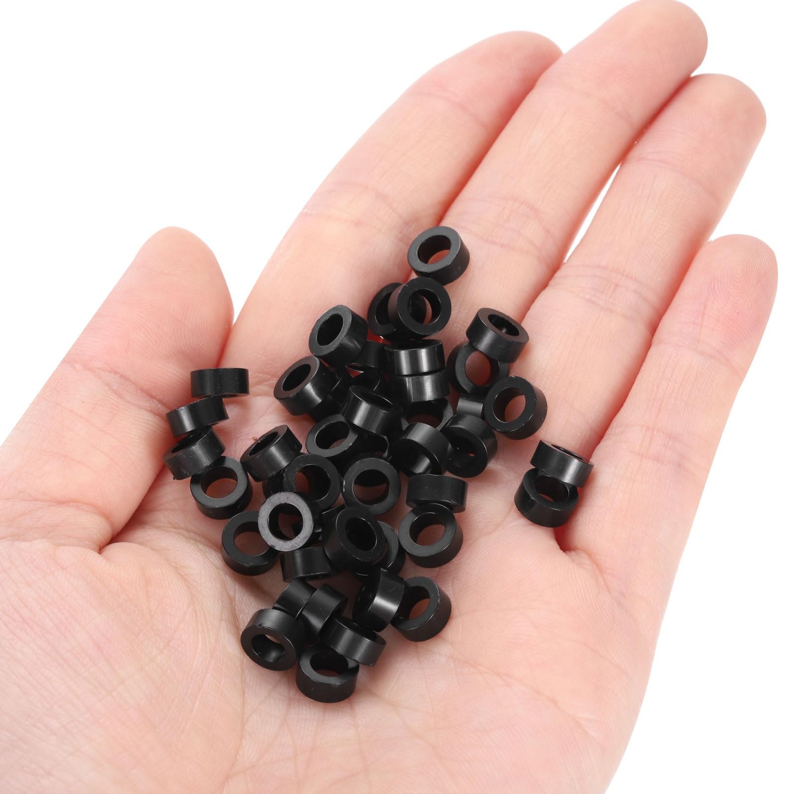 uxcell 100pcs Nylon Round Spacers 4mm ID, 7mm OD, 3mm Height, balck