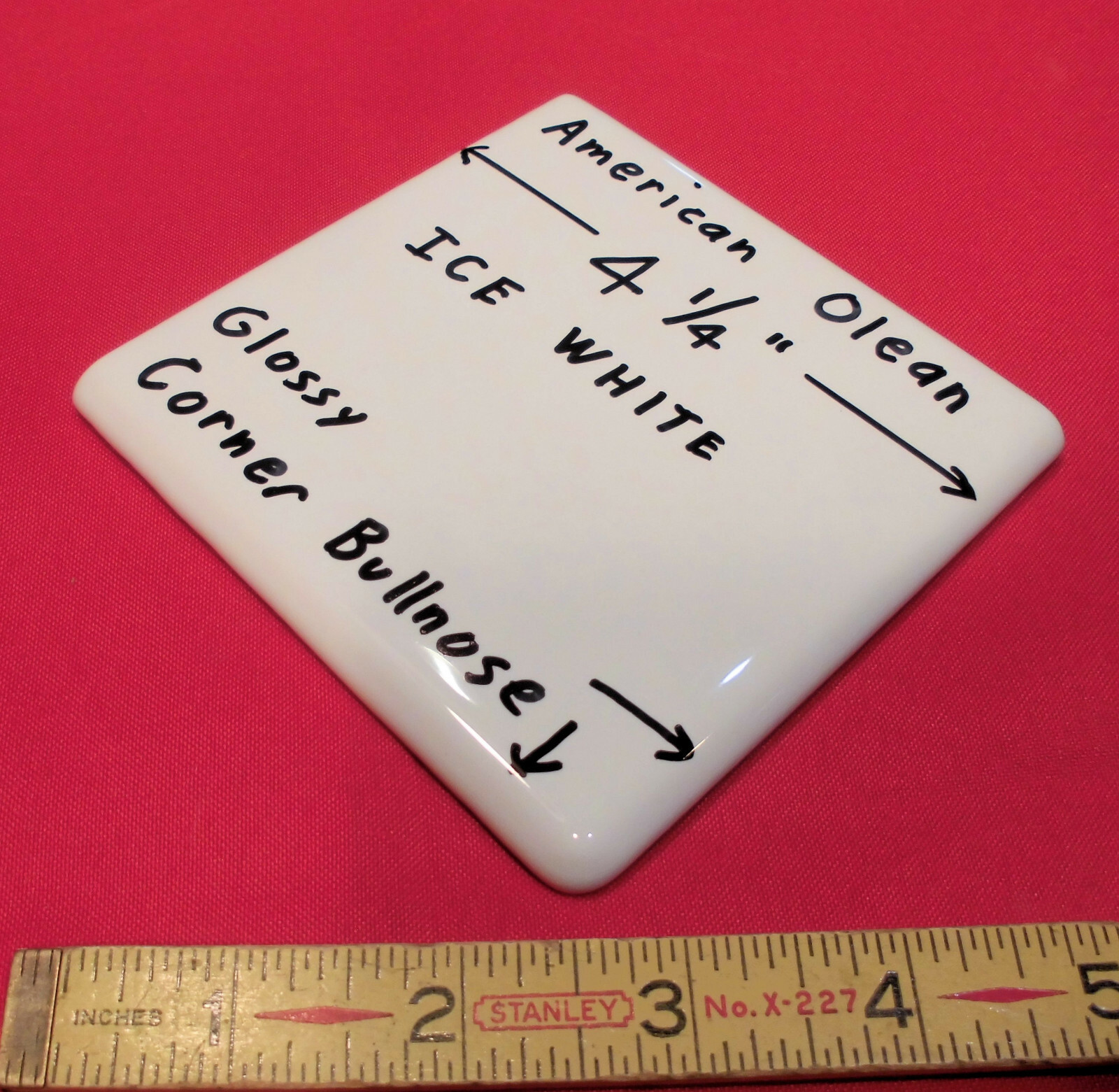 1 pc. *Ice White* Ceramic Tile Corner Bullnose by American Olean 4-1/4″ New