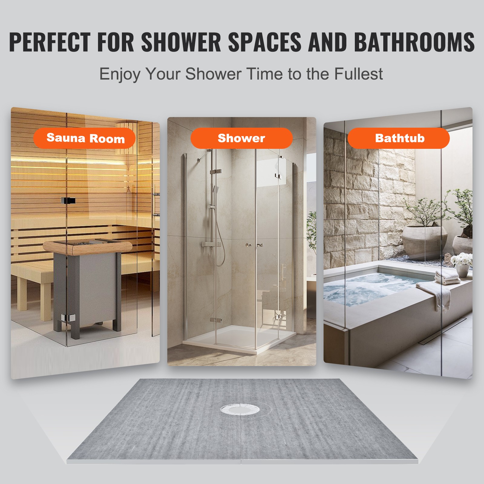 VEVOR ABS Shower Curb Kit Shower Pan Kit 72×72″ w/ 2″ Central Flange Waterproof
