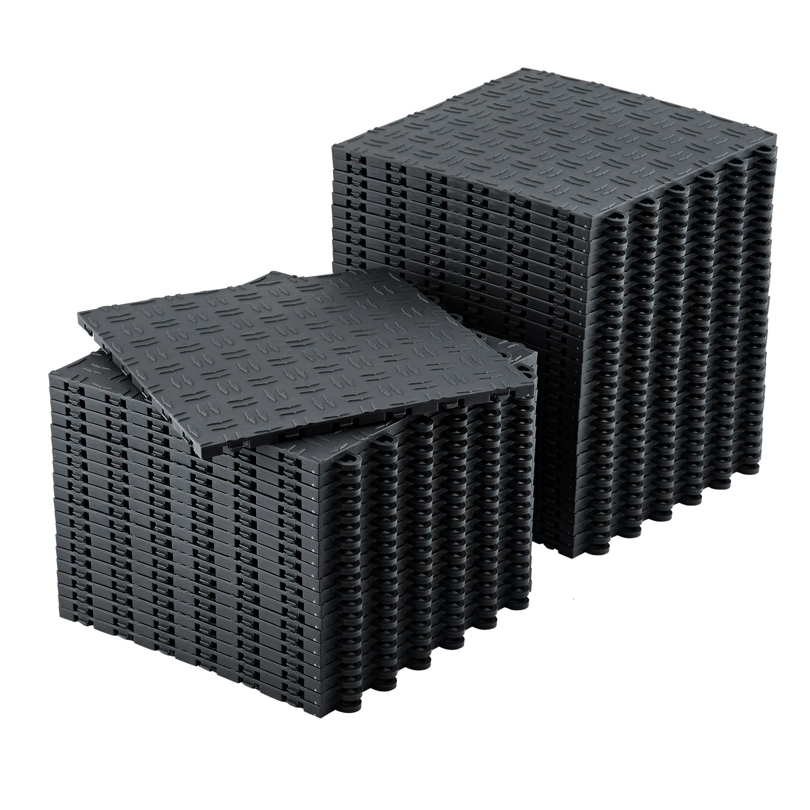 50/100 Pack Interlocking Garage Floor Tiles 12×12 Heavy Duty PVC Nonslip Diamond
