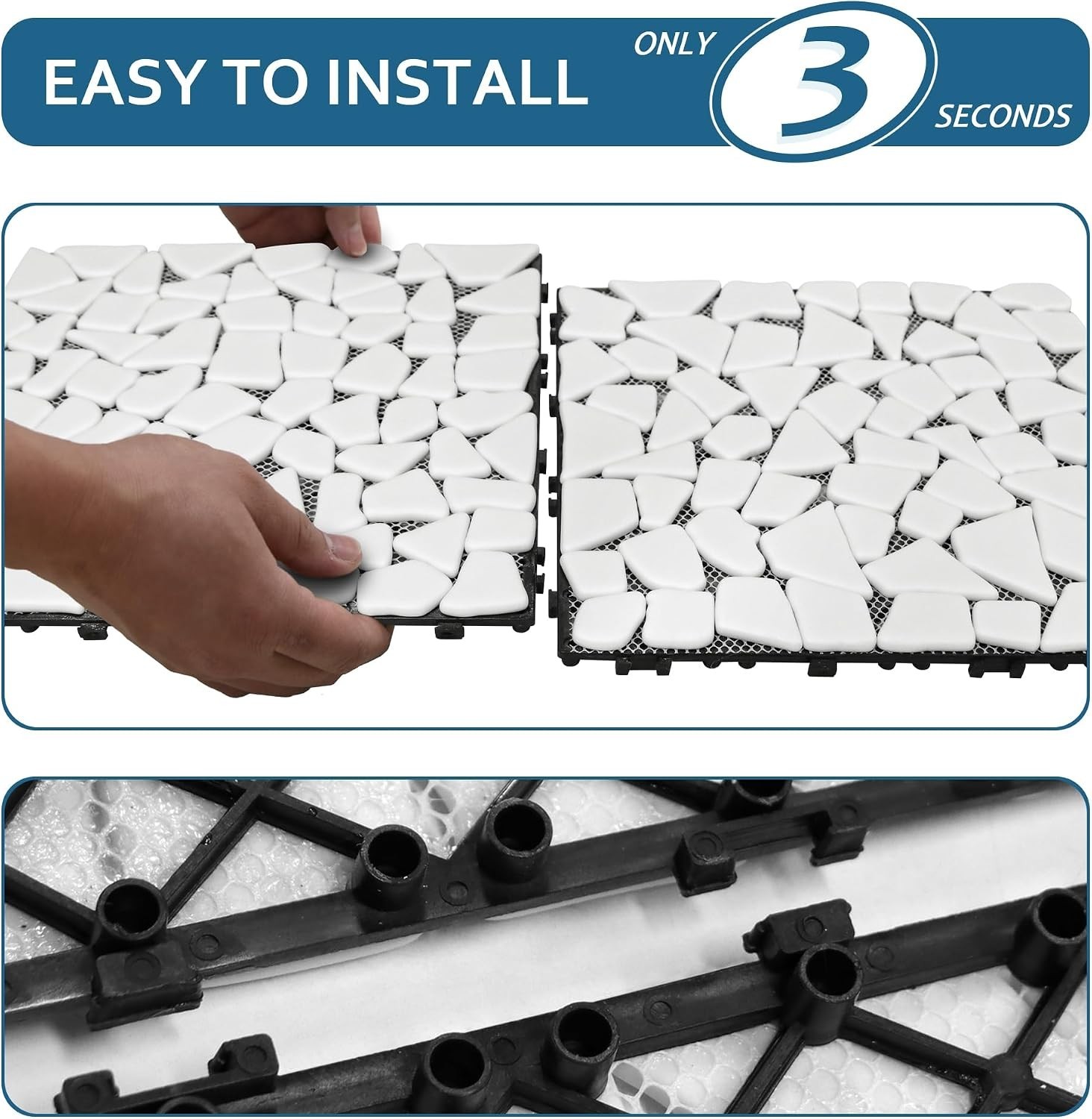 Stunning 4PCS Waterproof Marble-Look Interlocking Deck Tiles for Stylish Spaces