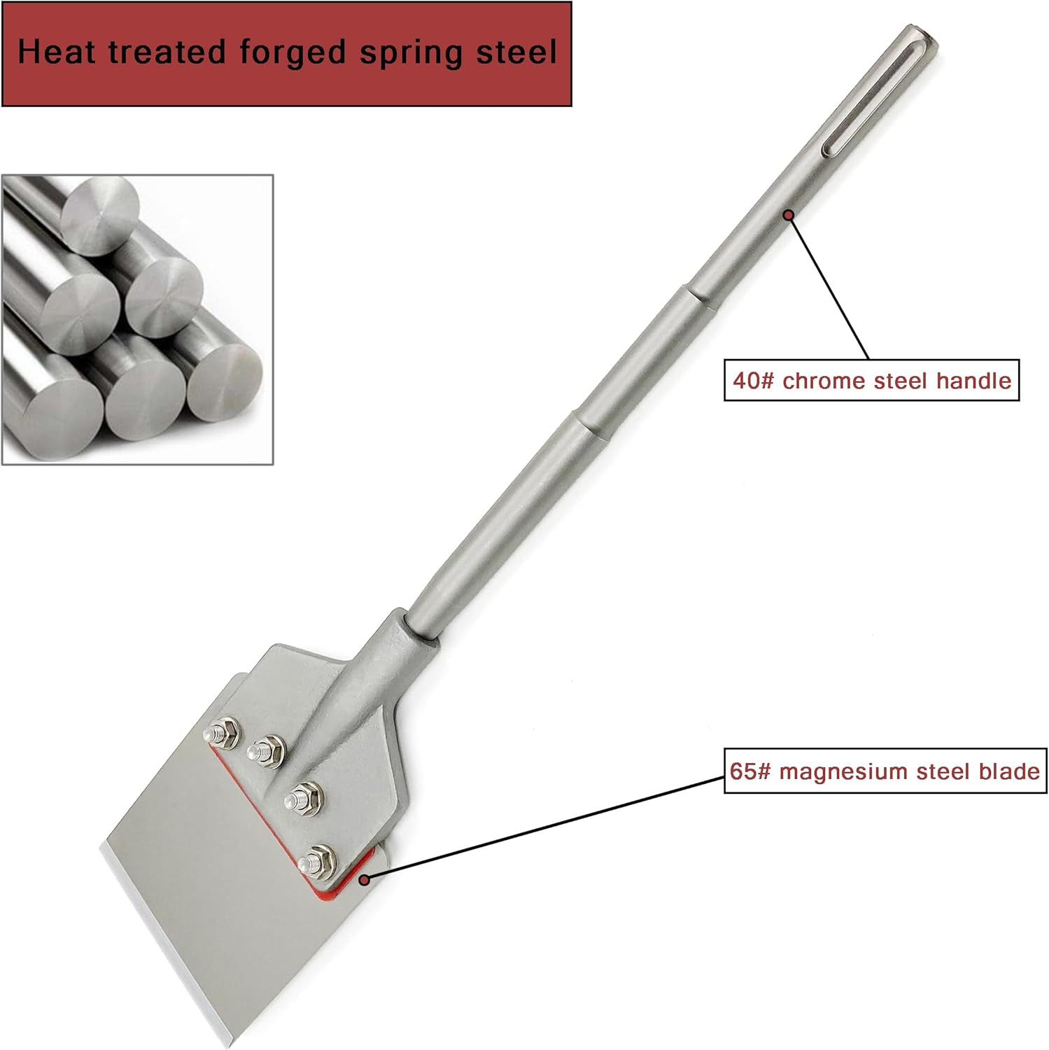 SDS Max Floor Scraper 6 Inch Wide Tile Adhesive Remover with Removable Handle