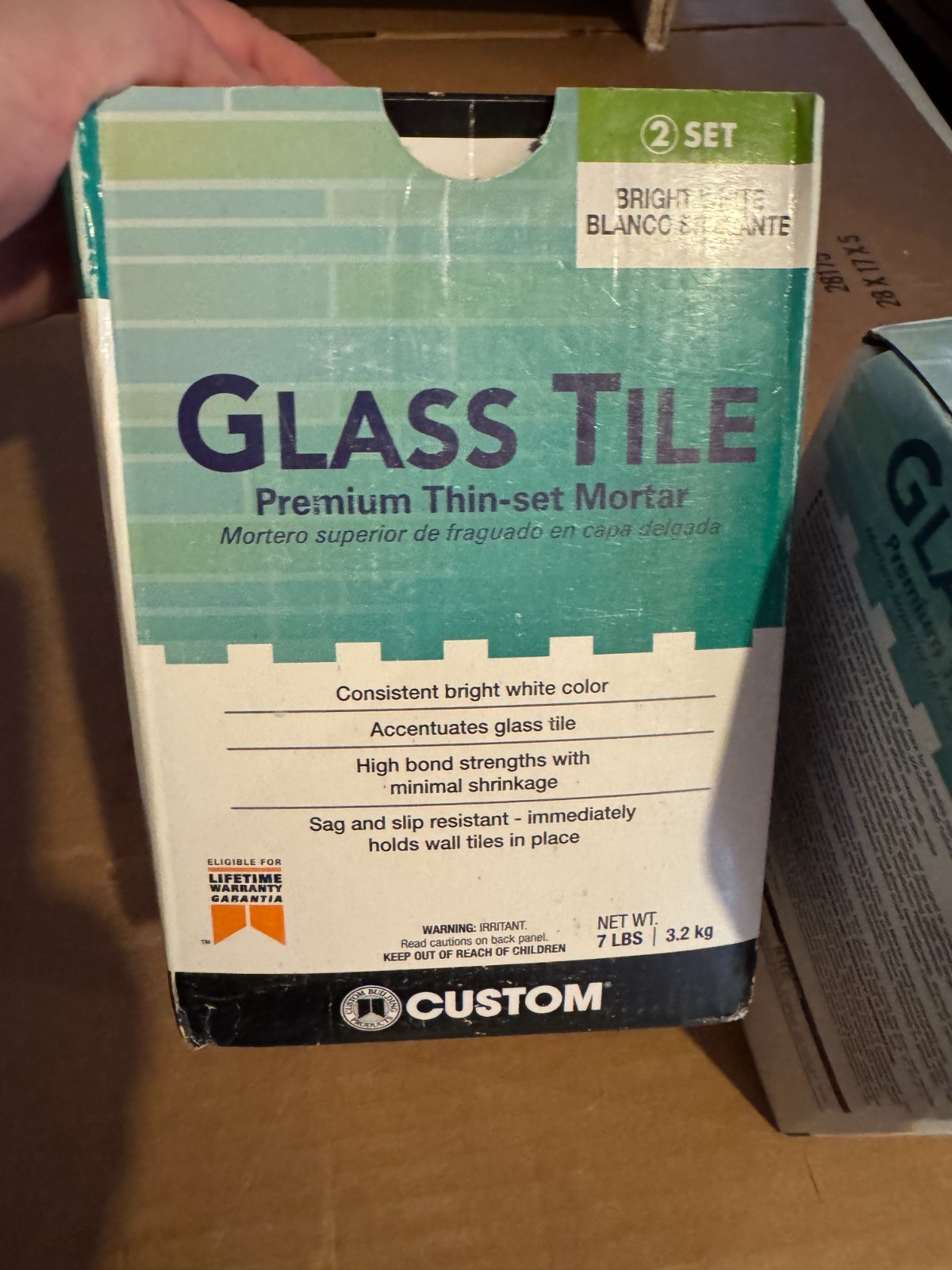 x2 Custom Building Products Glass Tile 7 lb. Bright White Premium Thinset Mortar