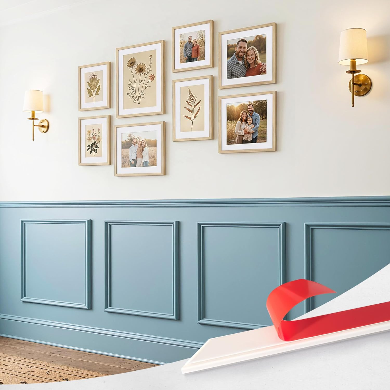 Peel and Stick Wall Molding Kit – Paintable Wainscoting Panels (3-Frame Set)