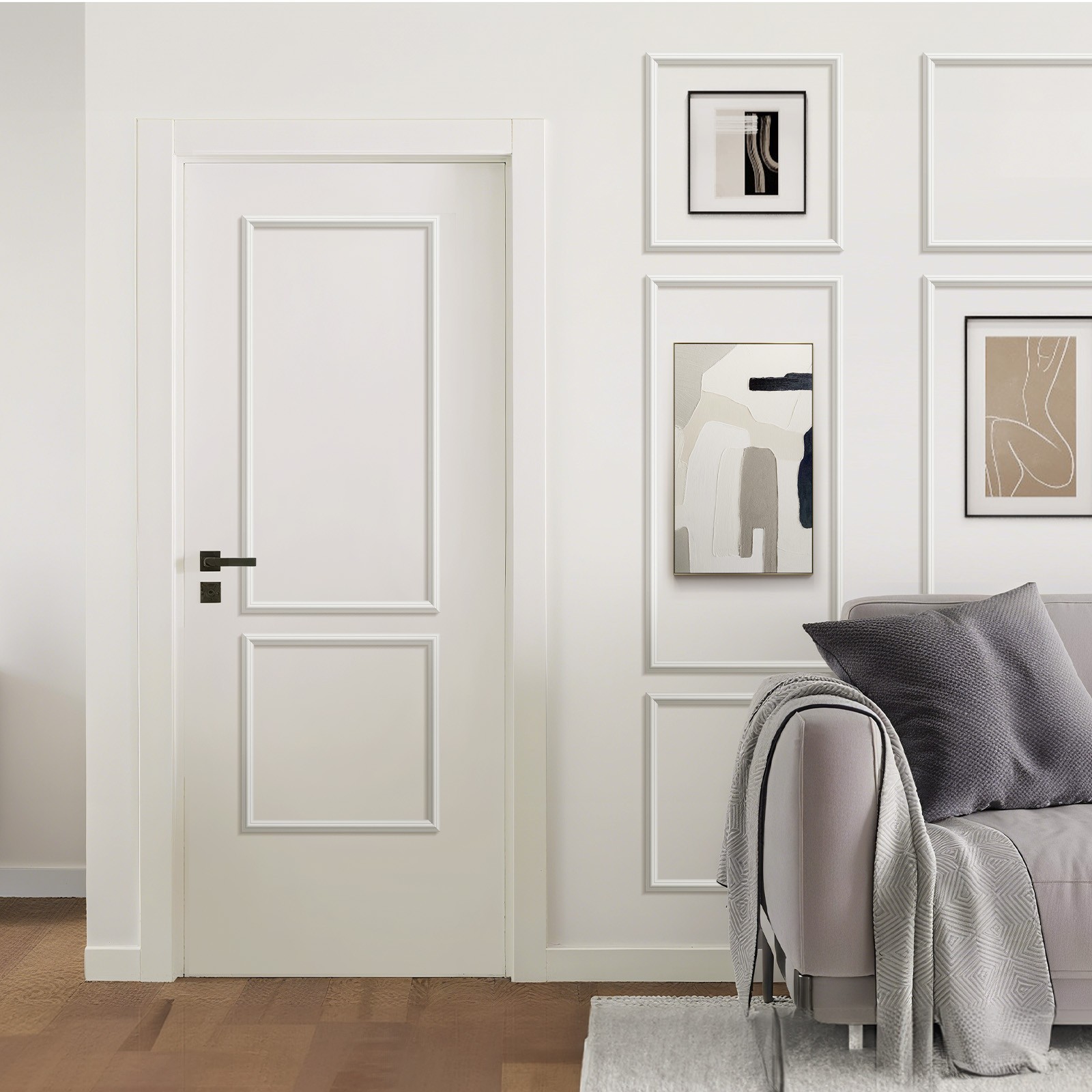 Pre-Cut Wall Molding Kit 3D Wainscoting Panels Ready to Assemble Interior Decor