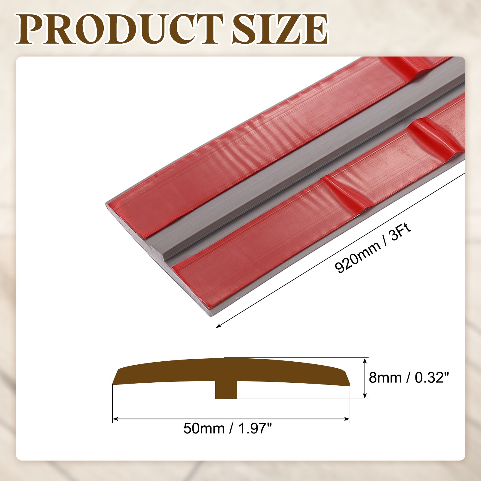1.97″x3Ft Gray Wood Grain T-Molding Transition Strip Vinyl Edge Trim for Gap