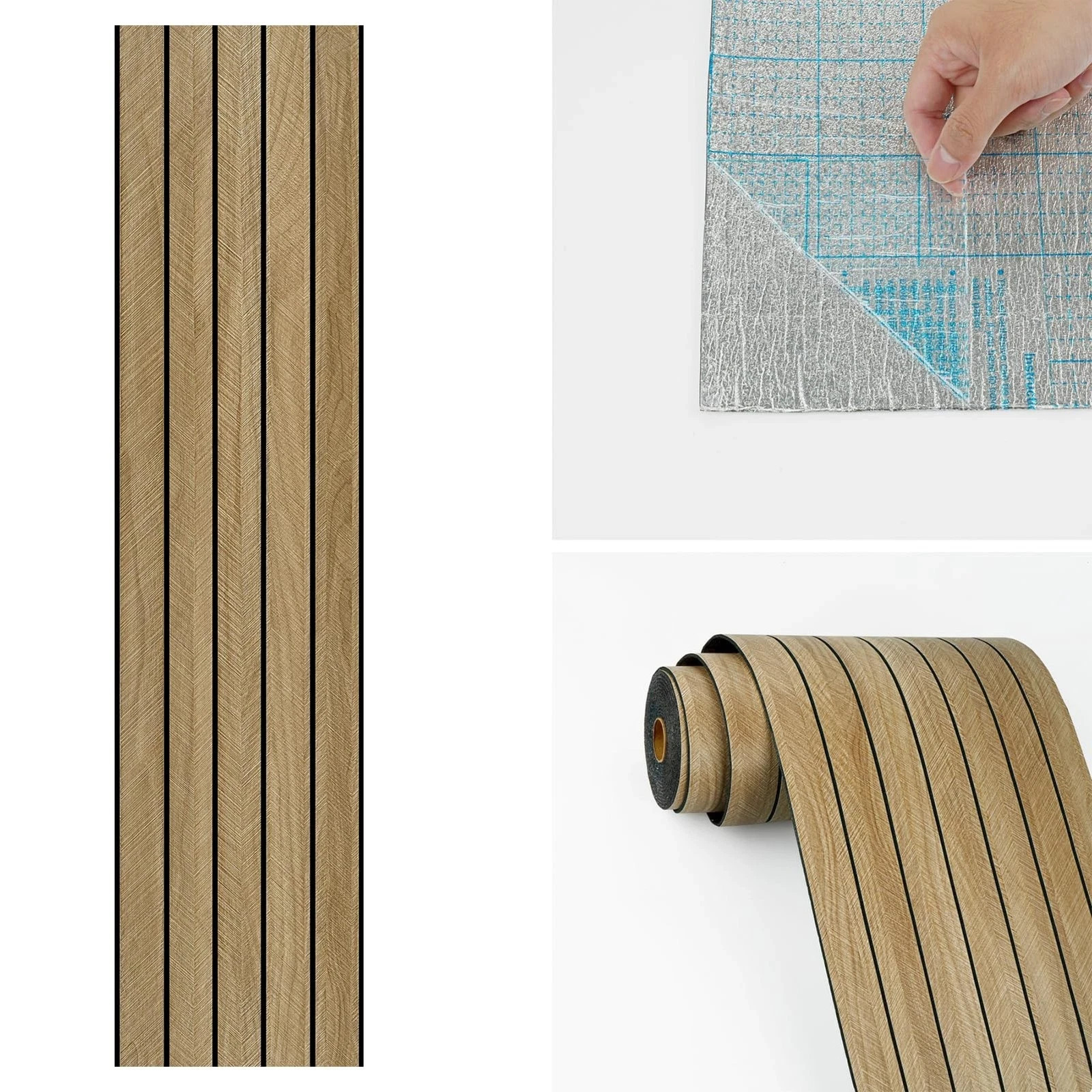 Wood Grain Wall Panels 11.7”x118” Thick Brown Peel and Stick – Sound