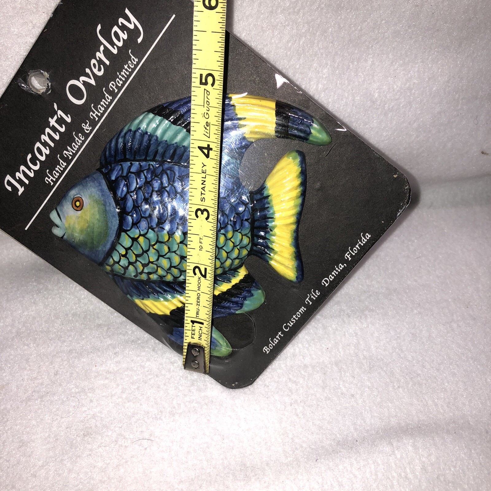 Bolart Custom Tile Tropical Fish Hand Made Hand Painted Set Of 6 Incanti Overlay