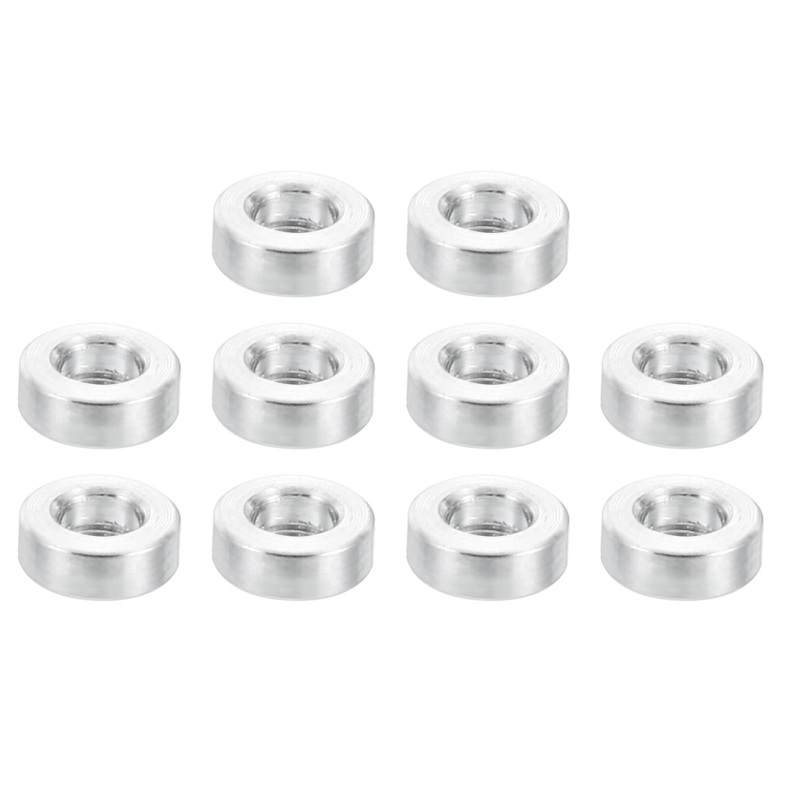 PATIKIL M2 Aluminum Spacers, 10 Pcs Metal 2.6mm ID x 5mm OD x 2mm L, Silver
