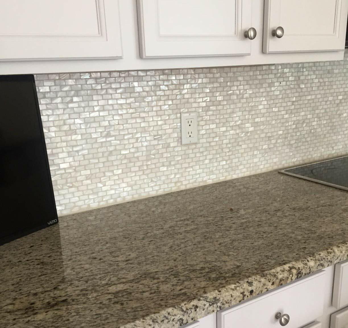 Mother of Pearl Shell Mosaic Tile for Kitchen Backsplash/Bathroom Tile, 10-Sheet