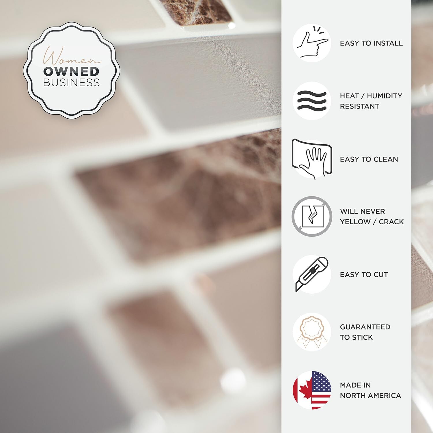 SMART TILES Peel and Stick Backsplash – 5 Sheets of 9.36″ x 9.73″ – 3D Adhesi…