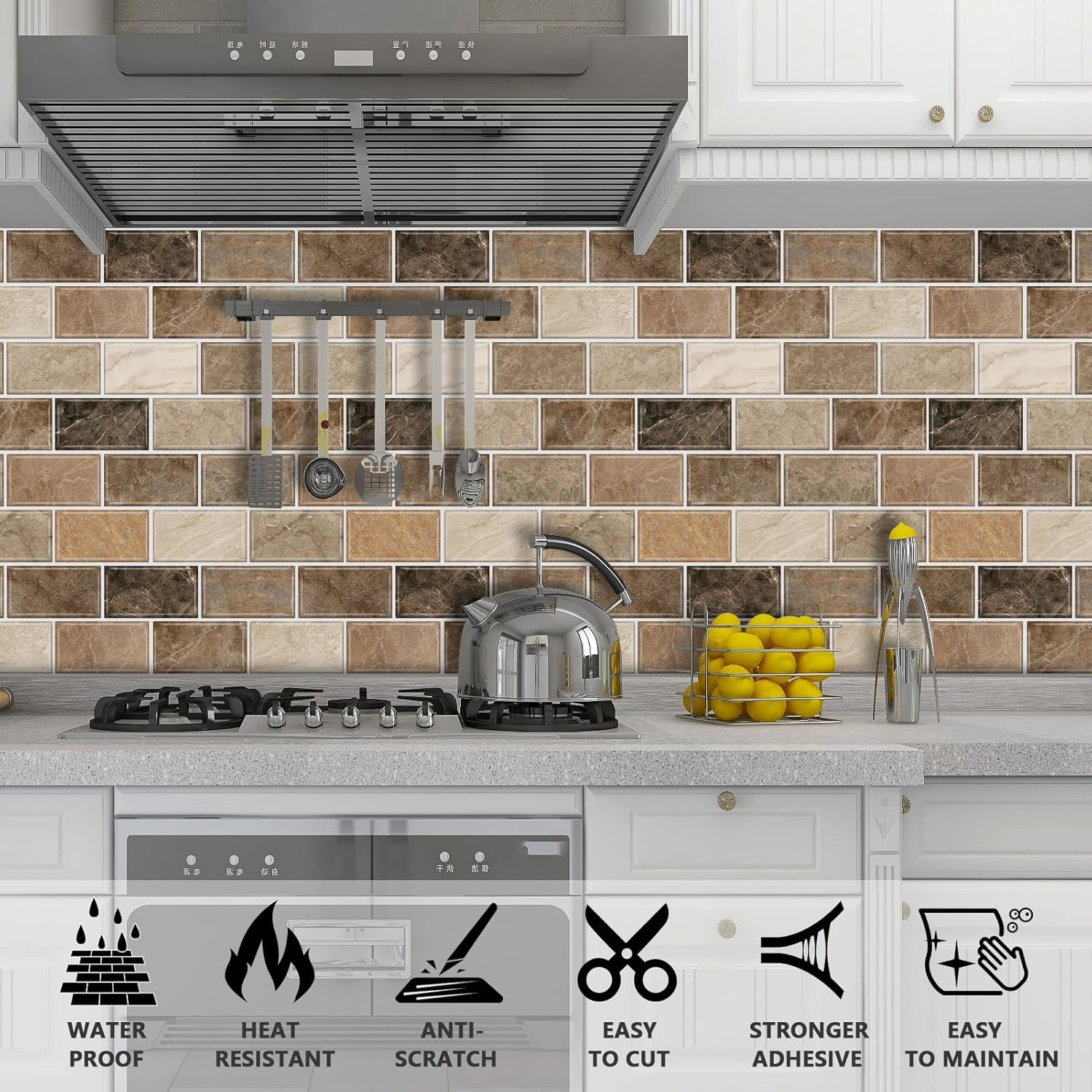 10-Sheet Stick on Backsplash for Kitchen,12″X12″ Peel and Stick Self Adhesive Wa