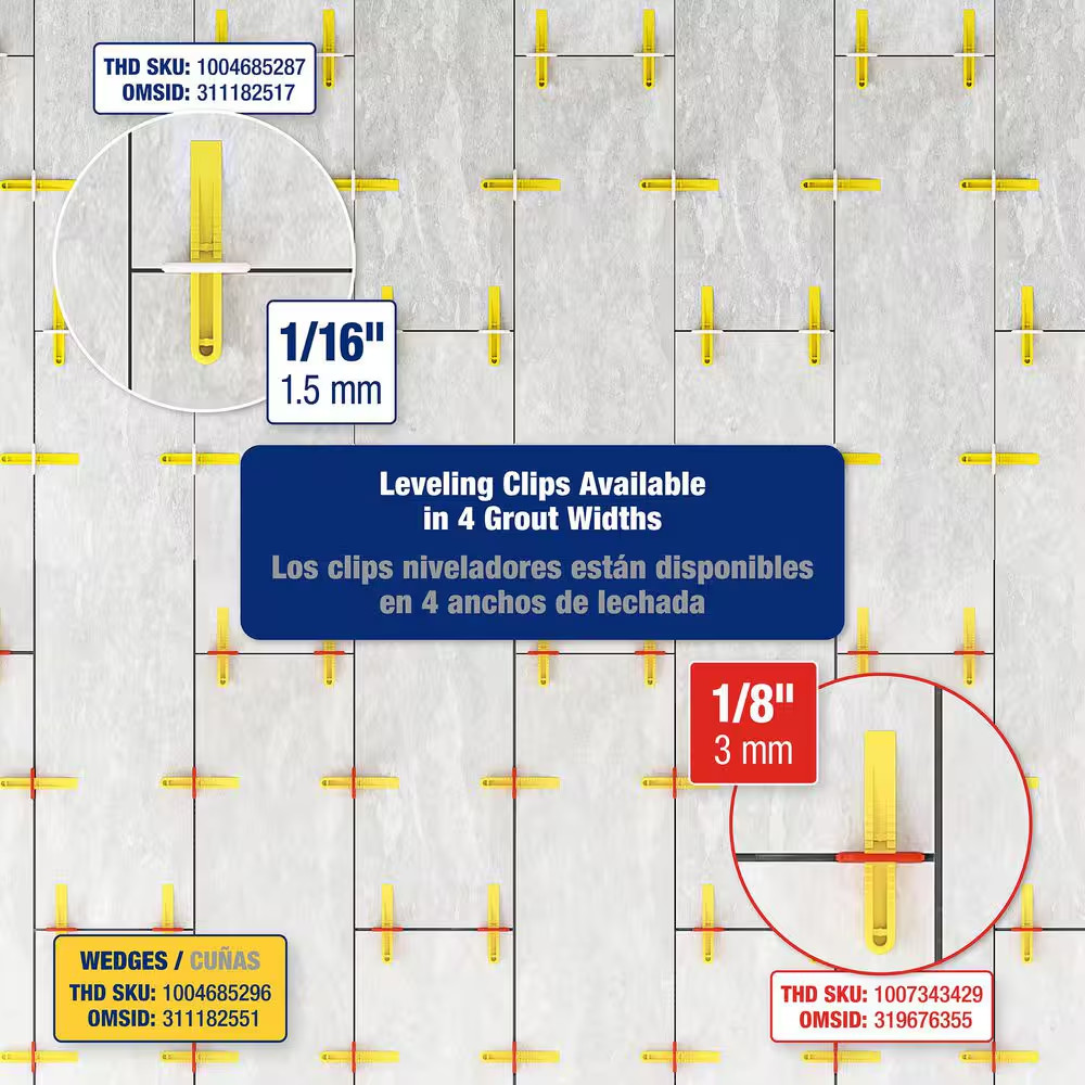LASH White 1/16 In. Clip, Part a of 2-Part Tile Leveling System 1,000-Pack