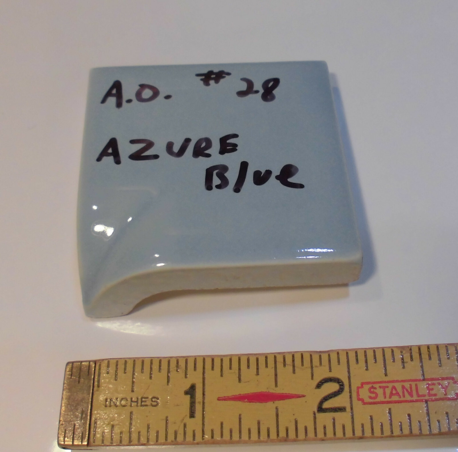 1 pc. *Azure Blue* Ceramic Bullnose Inside Corner Tile 2″ X 2″ American Olean