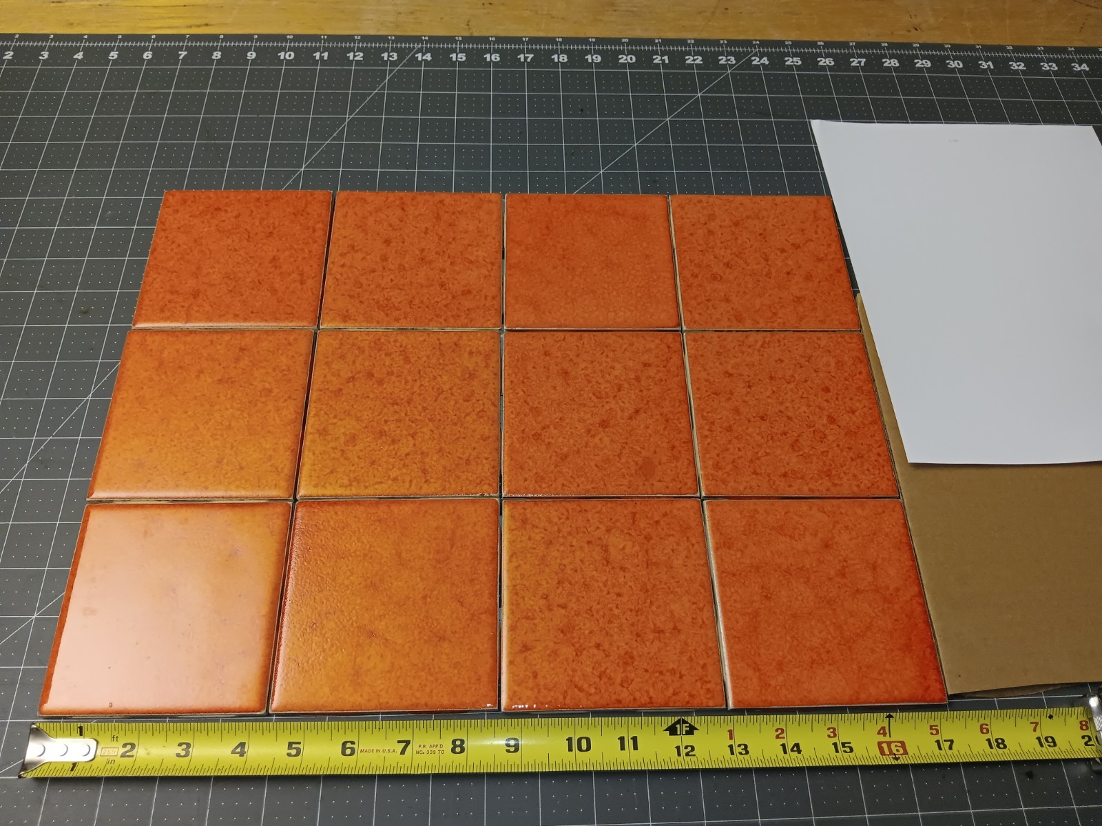 Lot of 12 pcs. IMPERIAL ORANGE VTG Ceramic Tile MCM FORUM 1960’s NEW OLD STOCK