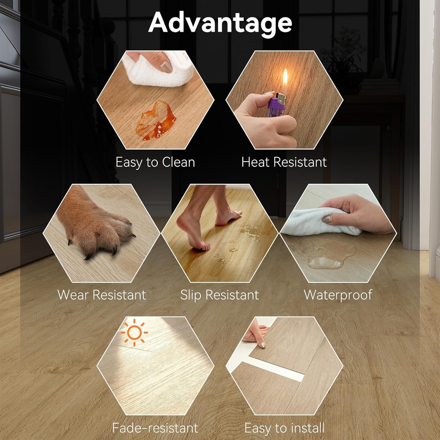 Modern Vinyl Floor Planks Self Adhesive Residential Waterproof Wood Pack 6x