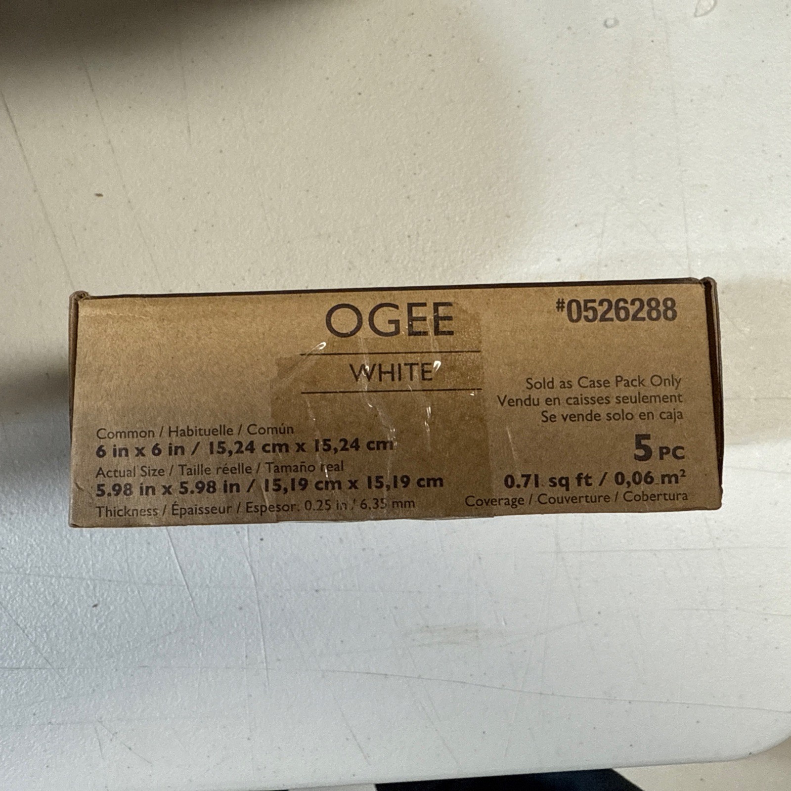 Allen + Roth Ogee Ceramic White Tiles Pieces 0526288. 5 Pack Brand New