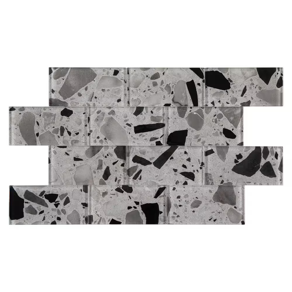 Silver Moonstone 3 In. X 6 In. X 8 Mm Glass Subway Tile (5 Sq. Ft./Case)