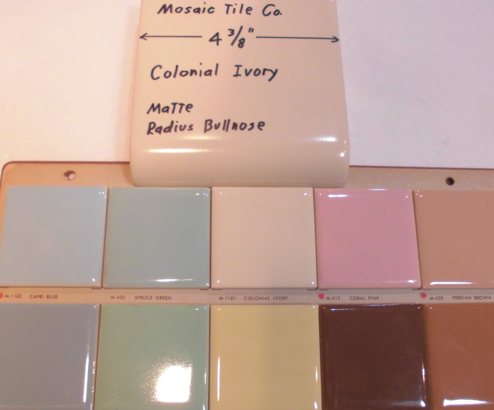 1 pc. Colonial Ivory: Radius Bullnose Matte Ceramic Tile 4-3/8″ by Mosaic Co.