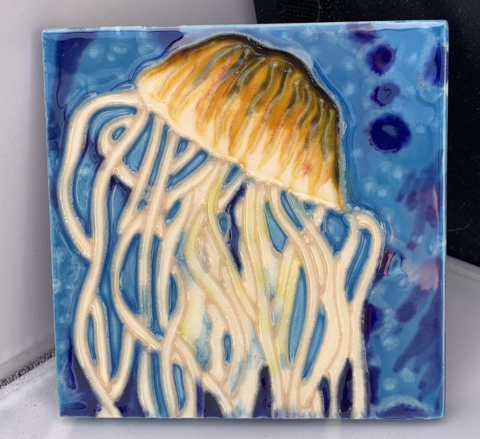 Wall Art Tile Jellyfish Sea Life 4×4 Decorative Ceramic New Backsplash Gift